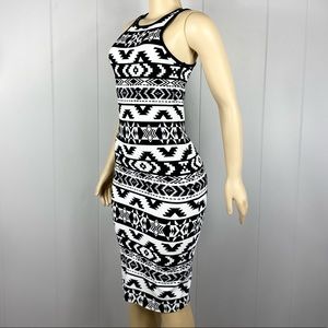 Express Black/ White Western Print Midi Summer Dress